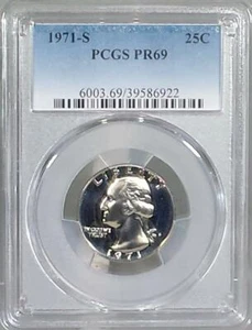 1971 - S Clad Washington Quarter -  PCGS PR69 - Picture 1 of 2