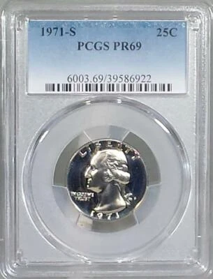 1971 - S Clad Washington Quarter -  PCGS PR69 - Image 1 of 2