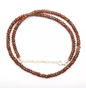 Natural Chocolate Zircon Necklace 16 Inch Length 4-5 MM Beads 925 Silver Lock - Picture 1 of 5