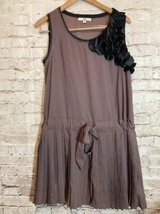 Ya Los Angeles Dress Womens Large Dark Mauve A Line Pleated Ruffle Drawstring - Picture 1 of 16