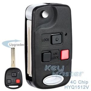 for Lexus LX470 1998-2004 Upgraded Flip Keyless Remote Key Fob HYQ1512V 4C Chip - Picture 1 of 5