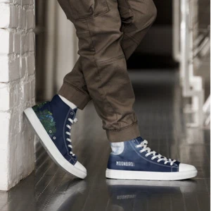 Zapatillas informales Moodbirds Chuck All Star azules altas para hombre talla 11 - Imagen 1 de 10