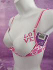 Bra Pink White Love Hearts Seamless Smooth 32B Underwire Saloon Lingerie New Nwt