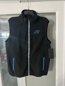 NFL Team Apparel CAROLINA PANTHERS Fleece Vest Men's Medium BLACK NWT MSRP $95 - Picture 1 of 5