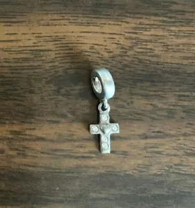 PANDORA CROSS CHARM WITH ZIRCONIA STONES AUTHENTIC SILVER - Picture 1 of 1
