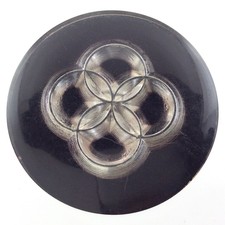 Vintage Ladies Bakelite Lucite Inset Large Black Button Fur Coats 1 5/8in N805