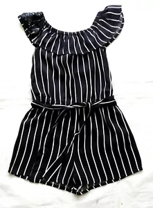 Fun & Fun Black Striped Girl's Summer Jumpsuit Playsuit 34 to fit Age 8 NEW - Picture 1 of 6