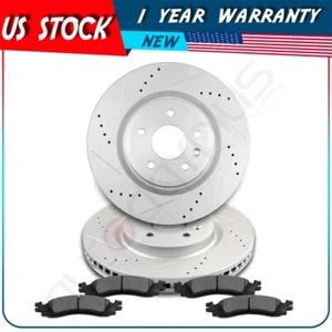 Front Brake Rotors And Metallic Pads For 2010-2012 Ford Taurus Drilled,Slotted - Picture 1 of 1