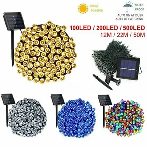 Solar Power Fairy Garden Lights String Outdoor Party Holiday 100/200/500 LED UK - Picture 1 of 22