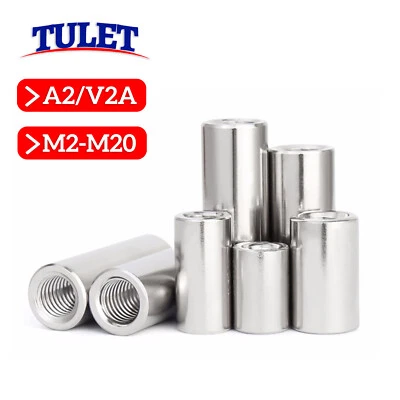 Verbindungsmuffern rund M2 - M20 Edelstahl A2 V2A Langmutter Gewindemuffe mutter - Bild 1 von 4