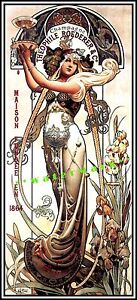 Champagne Theophile 1864 Vintage Poster Print Mucha Style Art Nouveau Lady