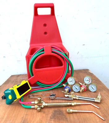 HVAC Portable Tote Oxygen Acetylene Welding Cutting Torch Kit w/ Regulators Hose - Image 1 of 4
