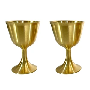 Set of 3 Brass Wine Glass Pure Copper Cup Retro Decorative Worship Cups - Picture 1 of 12