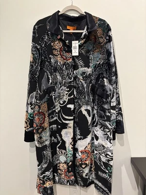 Harari Mezcla Seda Terciopelo Superpuesto Estampado Largo Abierto XL Estilo Kimono Botones Nuevo con Etiquetas Foto 1 de 3