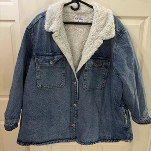 Old Navy Trucker Chore Jacket Sherpa Lined Medium Wash Size 3x Mens Warm - Picture 1 of 13