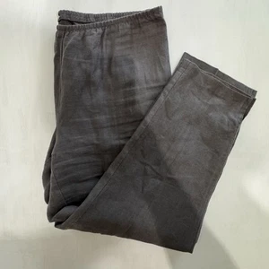 Eileen Fisher Pants Womens Large 100% Linen Wide Leg Pocket Elastic Waist Gray - Picture 1 of 14