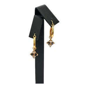 9ct 9K Yellow Gold Round Hoop Earrings With Cubic Zirconias 13mm 1.58 Grams. New - Picture 1 of 9