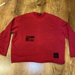 DIESEL DJ Music Red Crewneck Raw Hem Sweatshirt XL - Picture 1 of 13
