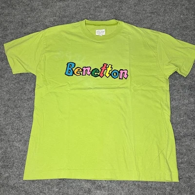 Vintage Benetton Single Stitch T-Shirt Green Large 80-90s  Made in USA  RARE - Image 1 of 4