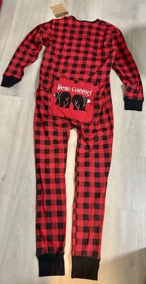 LazyOne Bear Cheeks Red Buffalo Check Plaid Flapjack Pjs Adult Sz XL NWT - Image 1 of 4
