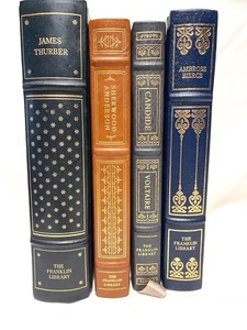 Lot Of 4 Franklin Library Leather Bound Books Thurber, Anderson, Bierce, Voltair - Imagen 1 de 23