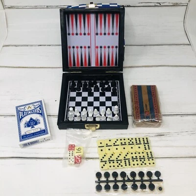 Compendio de juegos de viaje de lujo 6 en 1 con estuche de viaje acolchado cuna de ajedrez LEER Foto 1 de 4