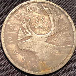 Silbermünze Kanada 25 Cent 1938 - sehr guter Zustand (sehr guter) - Bild 1 von 4