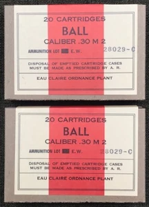 EAU CLAIRE ORDNANCE PLANT CAL. .30 M2 BALL WWII NEW REPLICA 20 ROUND AMMO BOXES - Picture 1 of 9