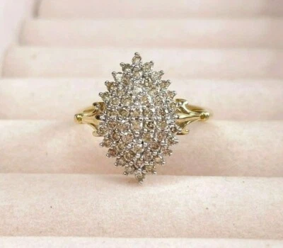 Ladies 9ct Two Tone Gold Diamond Cluster Dress Ring Size R TDW 0.52ct  VAL $1600 - Image 1 of 4