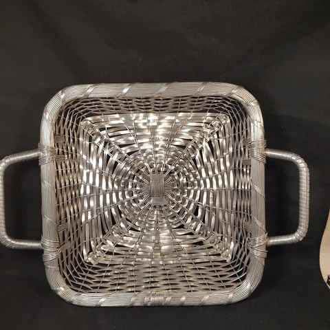 Square Edge Silver-Tone Heavy Metal Woven Wire Basket Home Decor 810 -2 Handle Cover
