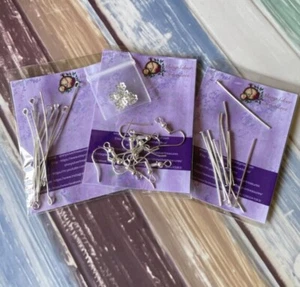 silver plated earring making kit Makes 5 Pairs Headpins Earwires Eyepins SP25 - Picture 1 of 1