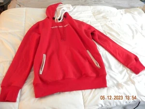 Sweatshirt Mens Large Red & White Vulture SZN Hoodie Double Hooded Zip Pockets - Picture 1 of 12
