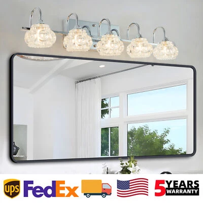29'' Vanity 5 Light Crystal Shade Nickel for Bathroom Mirror Wall Lamp Fixture - Image 1 of 4