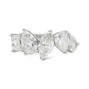 Anniversary Radiant Pear Marquise Diamond Band 5 Stone 18K White Gold 2.90 CT - Picture 1 of 6