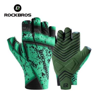 ROCKBROS Cycling Fingerless Gloves Cooling Non-Slip Shockproof Breathable Summer - image 1 of 4