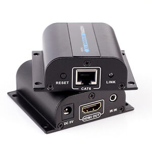 60M HDMI Extender Transmitter Receiver with IR Cat6/6A/7 Ethernet Cable 3D 1080P