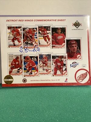 Sergei Fedorov Signed Detroit Red Wing Young Guns RC  Sheet 8 1/2” x 11” JSA COA - Image 1 of 4
