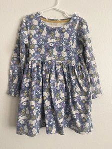 Mini Boden Girls Long Sleeve Bunny floral Print Dress 7-8 Yrs 100% Cotton - Picture 1 of 9