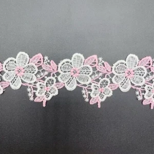 5 Yards 5.3cm Flower Lace Embroidery Trimming Sewing Decor DIY Trim Accessories - Picture 1 of 7