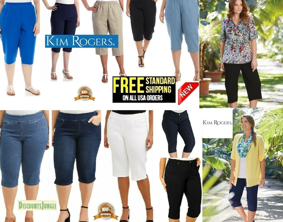 Jack David Mujer Talla Grande Cintura Elástica Tirar de Microfibra Elástica Capri Foto 1 de 4