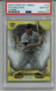 Topps Triple Threads Citrine #13 2020 Ted Williams Le 02/75 Red Sox PSA 10 POP 2 - Imagen 1 de 2