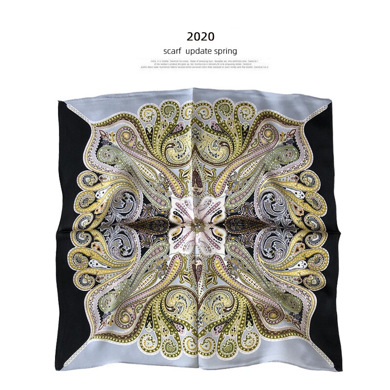 Pañuelo pequeño 100 % seda vintage estampado cachemir pañuelo para hombre mujer 53 cm Foto 1 de 4