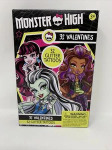 Monster High 32 Valentines & 32 Glitter Tattoos Eight Fangtastic Designs - Picture 1 of 2