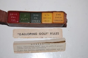 Vintage galoppierendes Golf Bakelit Würfelspiel in Lederhülle Werbung - Bild 1 von 2