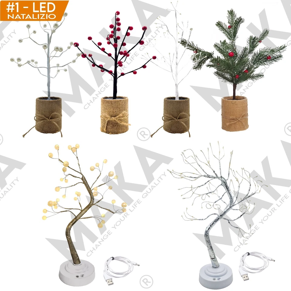 albero di natale luminoso usb o batteria 35cm 45cm decorazioni natalizie - Immagine 1 di 1