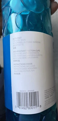 InterDesign Pebblz Non-Slip Suction Bath Mat – Mat for Shower or Tub, Blue NEW - Image 1 of 4