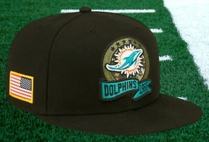 Men's MIAMI DOLPHINS TEAM ISSUED New Era 9FIFTY 2022 Salute To Service Hat 7 5/8 - Picture 1 of 5