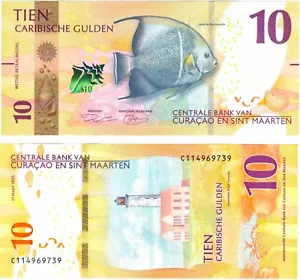 2025 Curacao & Sint Maarten Caribbean Guilder 10 Gulden Banknote P1 UNC - Picture 1 of 1