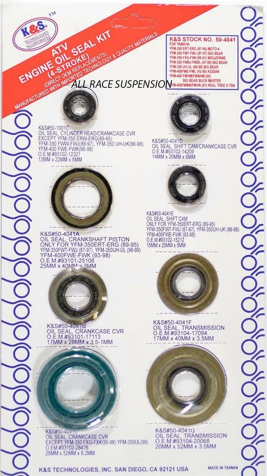 Honda TRX300FW Fourtrax 300 4x4 Engine Oil Seals Kit K&S 50-1041 - Image 1 of 1