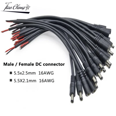 16AWG Male Female DC Power Socket Jack Connector Cable Plug Wire 30cm led strip - Image 1 of 4